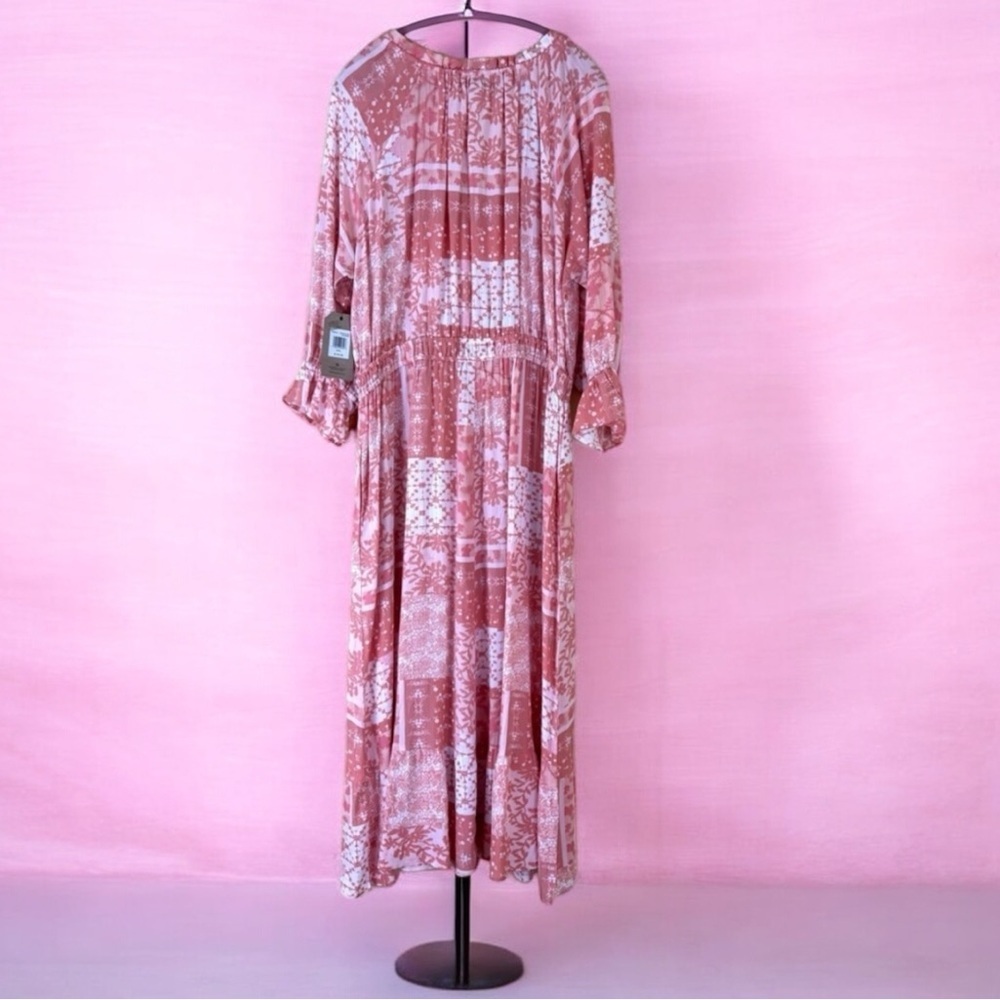 NWT FRYE AND CO. Pink and White Rayon Short Sleeve Ruffled Maxi Sundress (XXL) - Picture 3 of 15